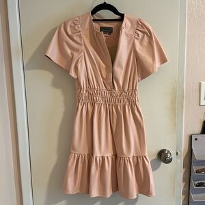 Stunning Anthropologie Pink Leather-esc Dress